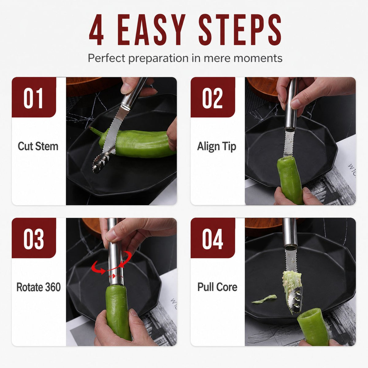 Stainless Steel Pepper Corer for Quick Seed Removal