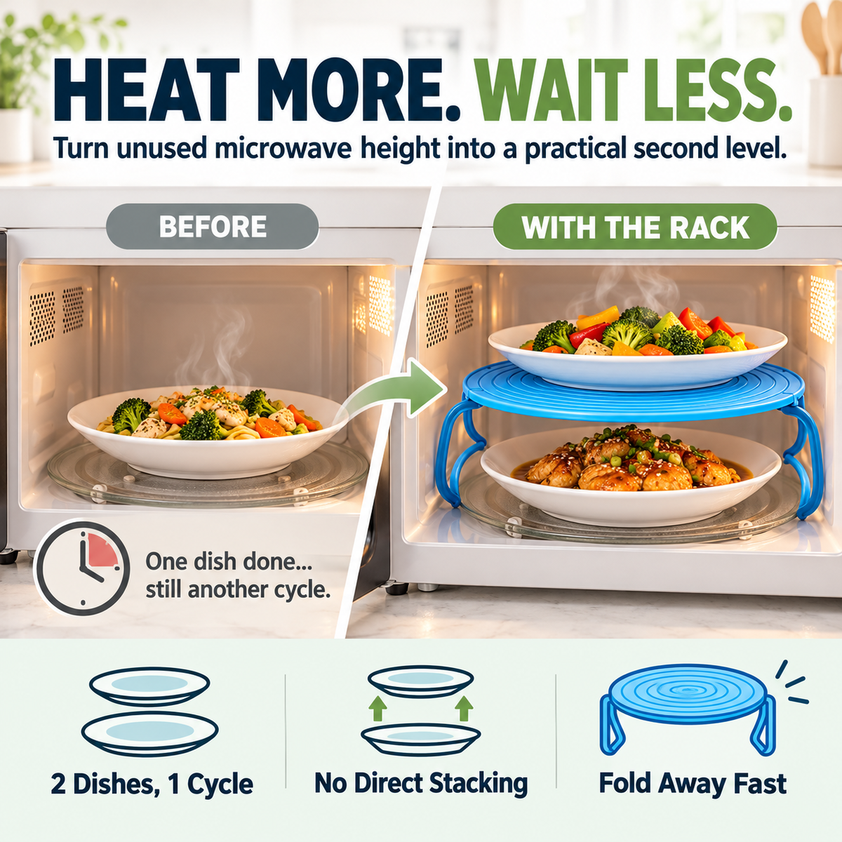 Two-in-One Microwave Plate Stacker and Heat-Safe Trivet