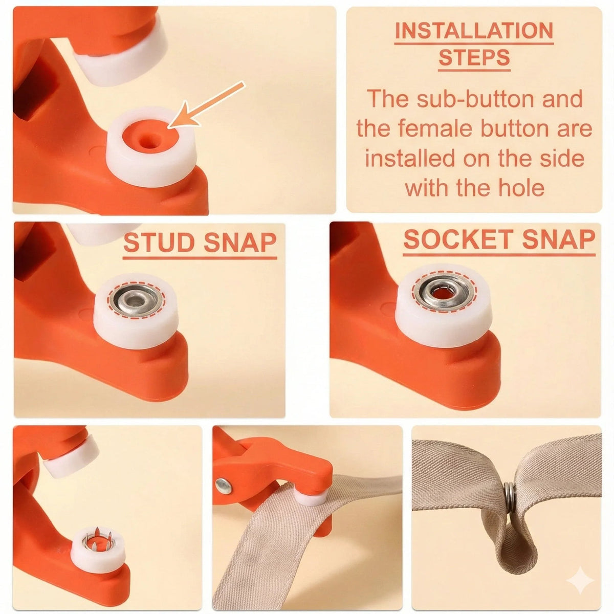 Snap Button Pliers Kit with 100 Fastener Sets