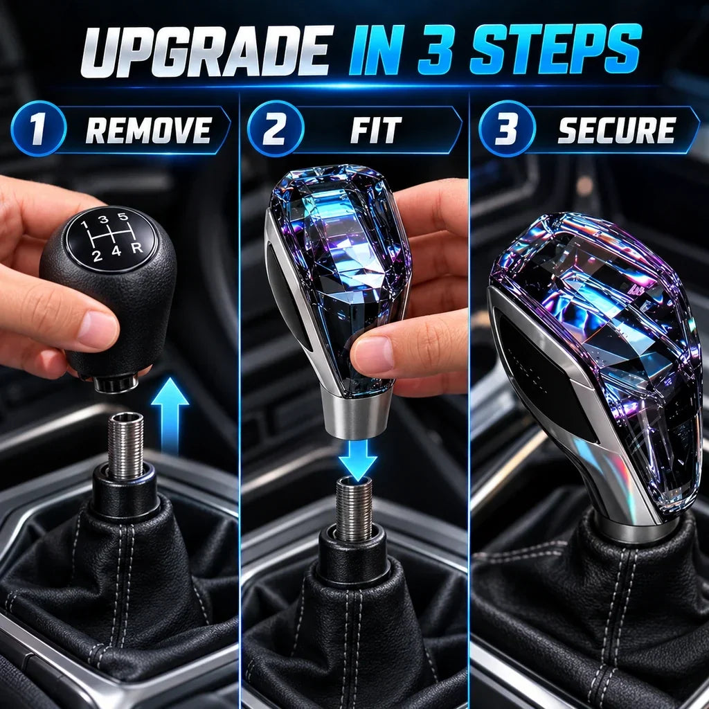 Faceted LED Gear Shift Knob for Compatible Manual Cars