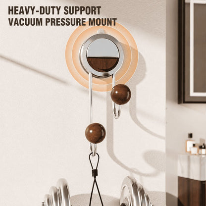 Wood-Look Double-Ball Suction Hook for Smooth Walls