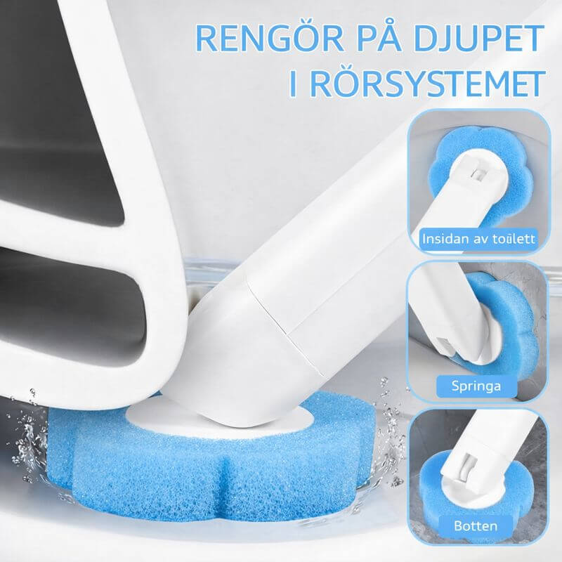 Disposable Toilet Brush with Replaceable Heads & Wall Holder