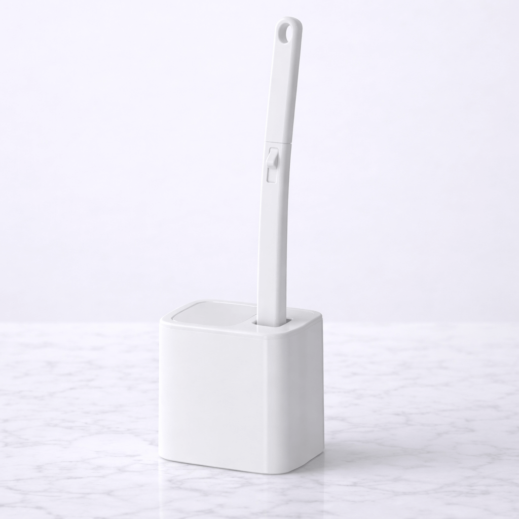 Disposable Toilet Brush with Replaceable Heads & Wall Holder