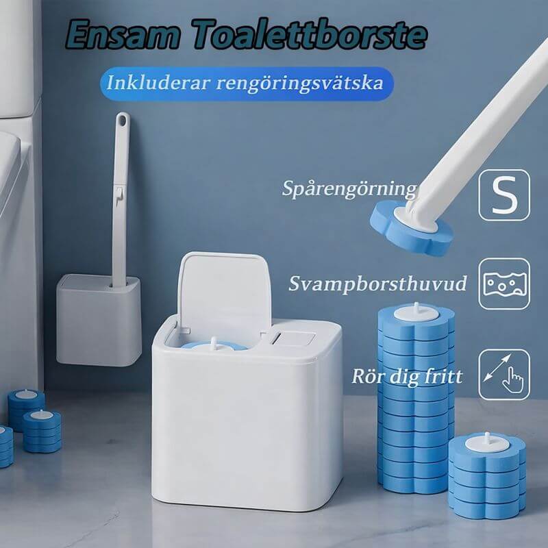 Disposable Toilet Brush with Replaceable Heads & Wall Holder