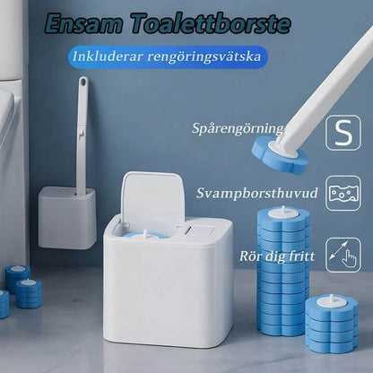 Disposable Toilet Brush with Replaceable Heads & Wall Holder