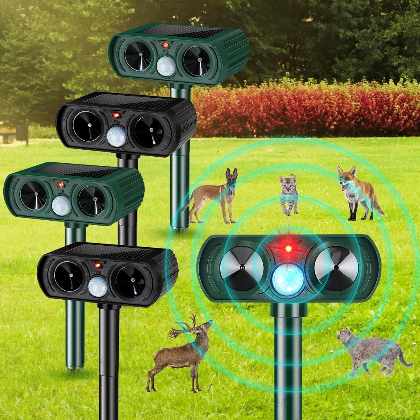 Elarohome Solar Ultrasonic Animal Repeller for Dogs, Cats, Raccoons
