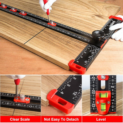4-in-1 Adjustable T-Square Ruler – 24" Aluminum Woodworking Jig