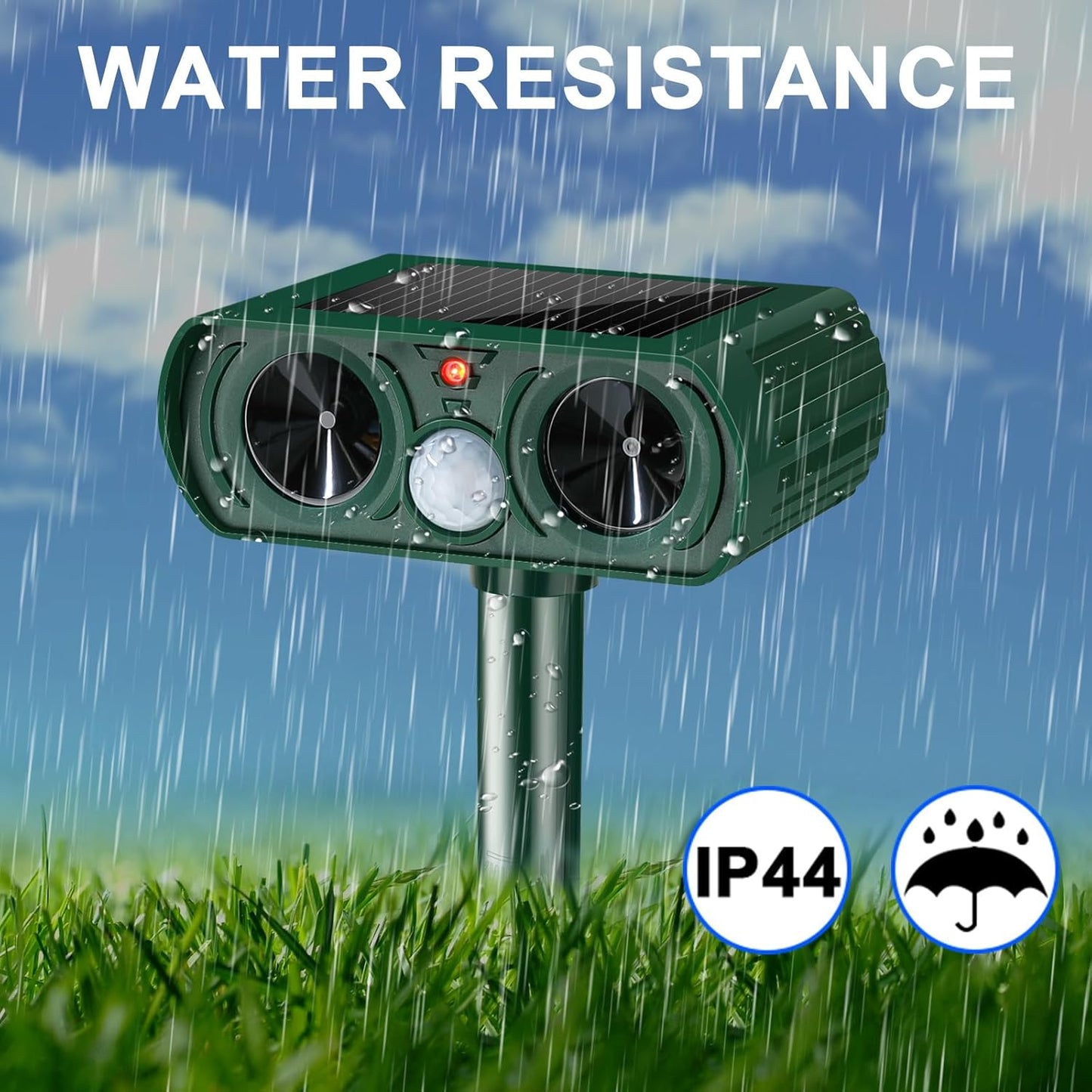 Elarohome Solar Ultrasonic Animal Repeller for Dogs, Cats, Raccoons