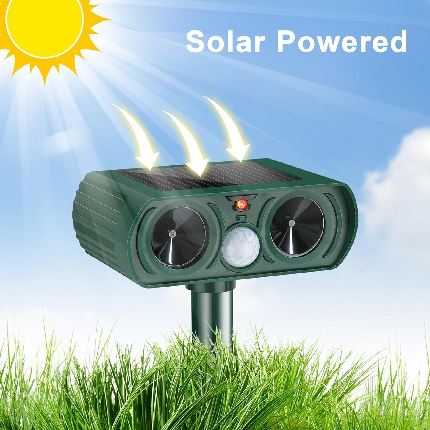 Elarohome Solar Ultrasonic Animal Repeller for Dogs, Cats, Raccoons