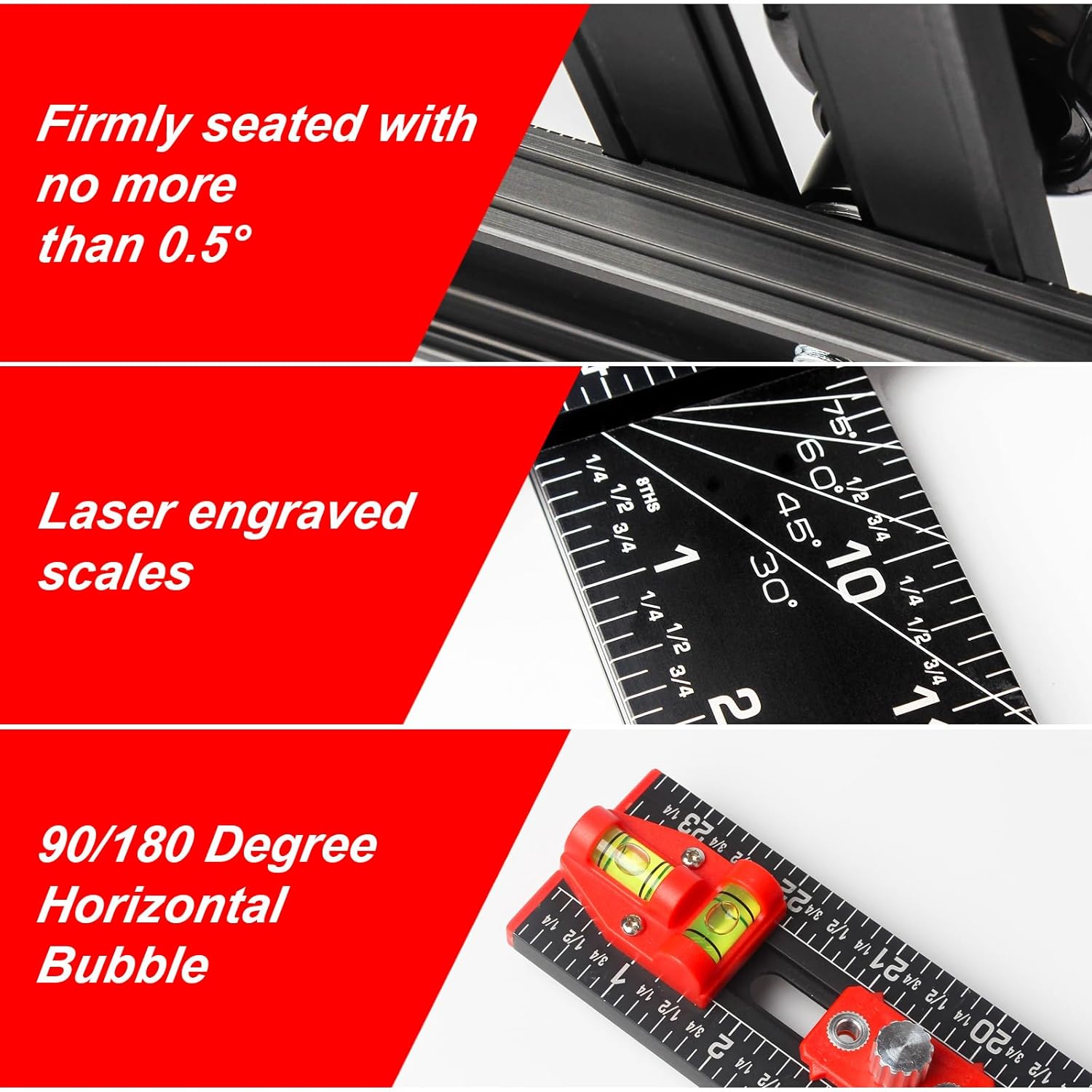 4-in-1 Adjustable T-Square Ruler – 24" Aluminum Woodworking Jig