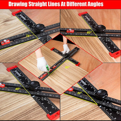 4-in-1 Adjustable T-Square Ruler – 24" Aluminum Woodworking Jig