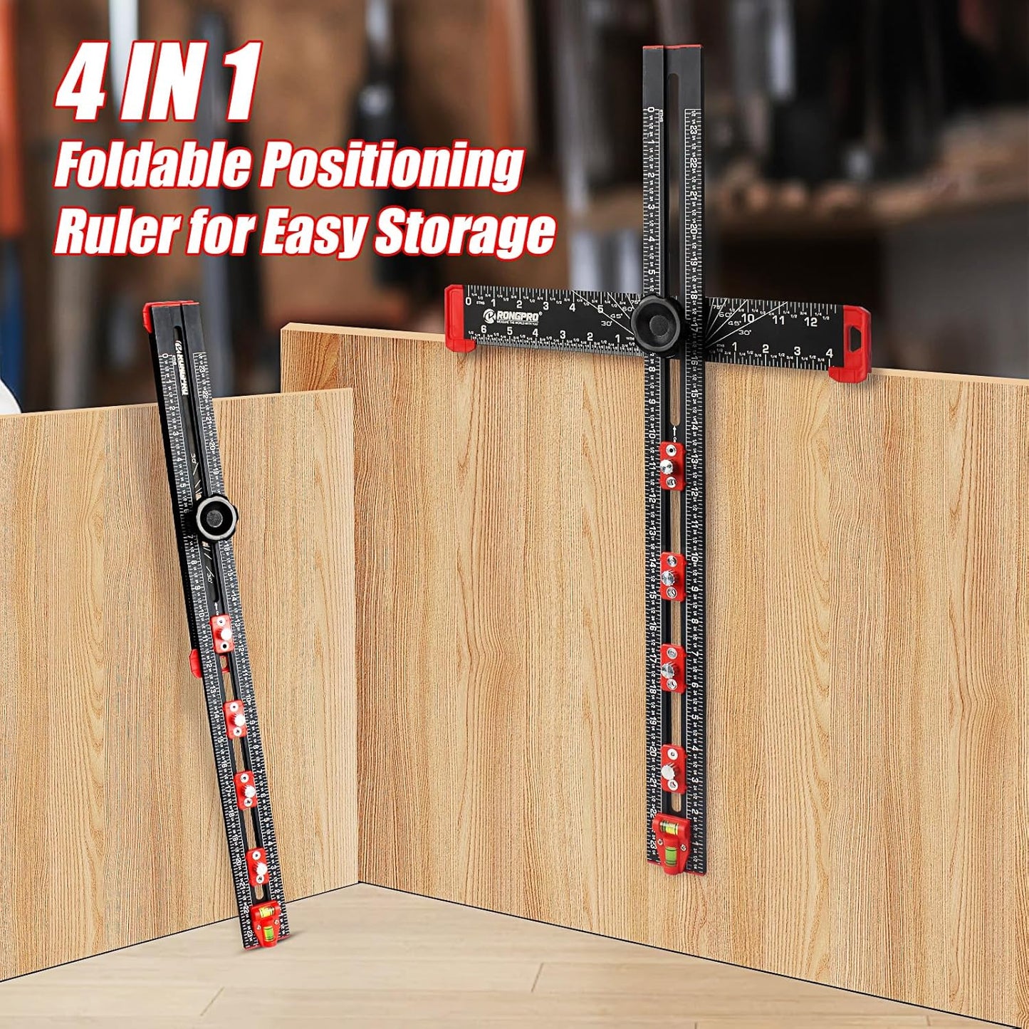 4-in-1 Adjustable T-Square Ruler – 24" Aluminum Woodworking Jig