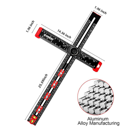 4-in-1 Adjustable T-Square Ruler – 24" Aluminum Woodworking Jig