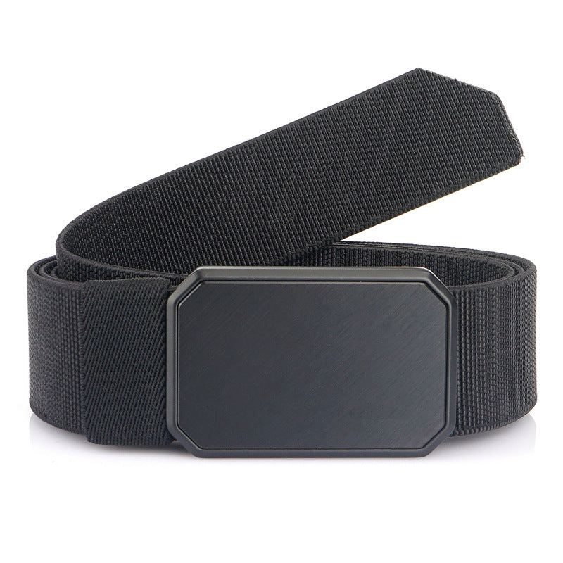 Men's Elastic Nylon Belt Metal Buckle Closes When Close Outdoor Leisure Belt