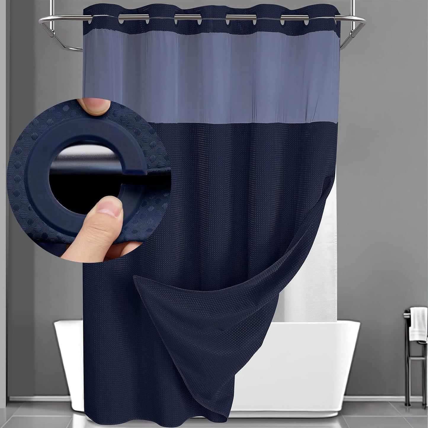 Double Layer Waterproof Shower Curtain 71" × 81"