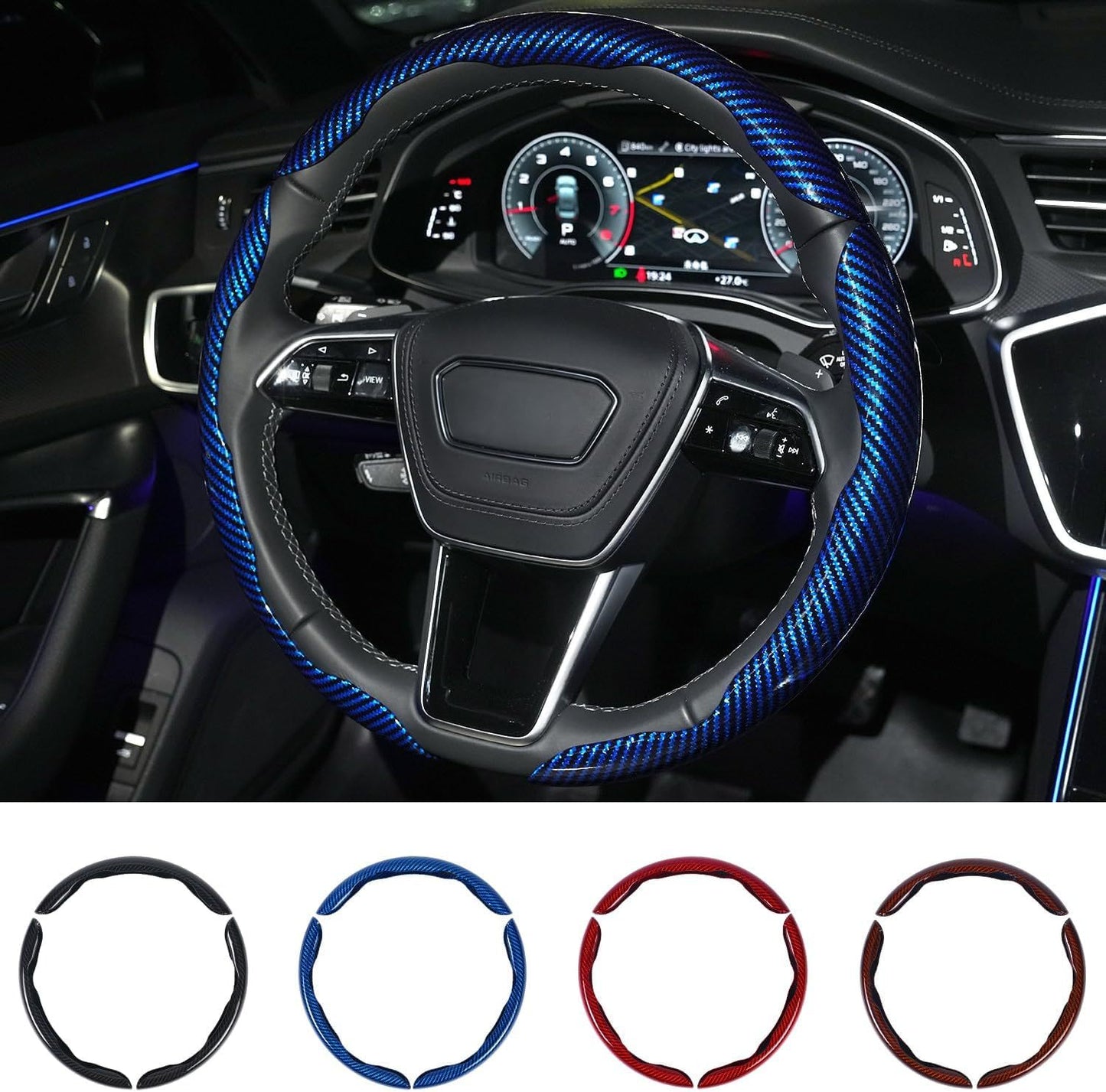 Carbon Fiber Silicone Car Steering Wheel Cover