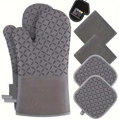 Non-slip Silicone Heat Resistant Oven Glove Set