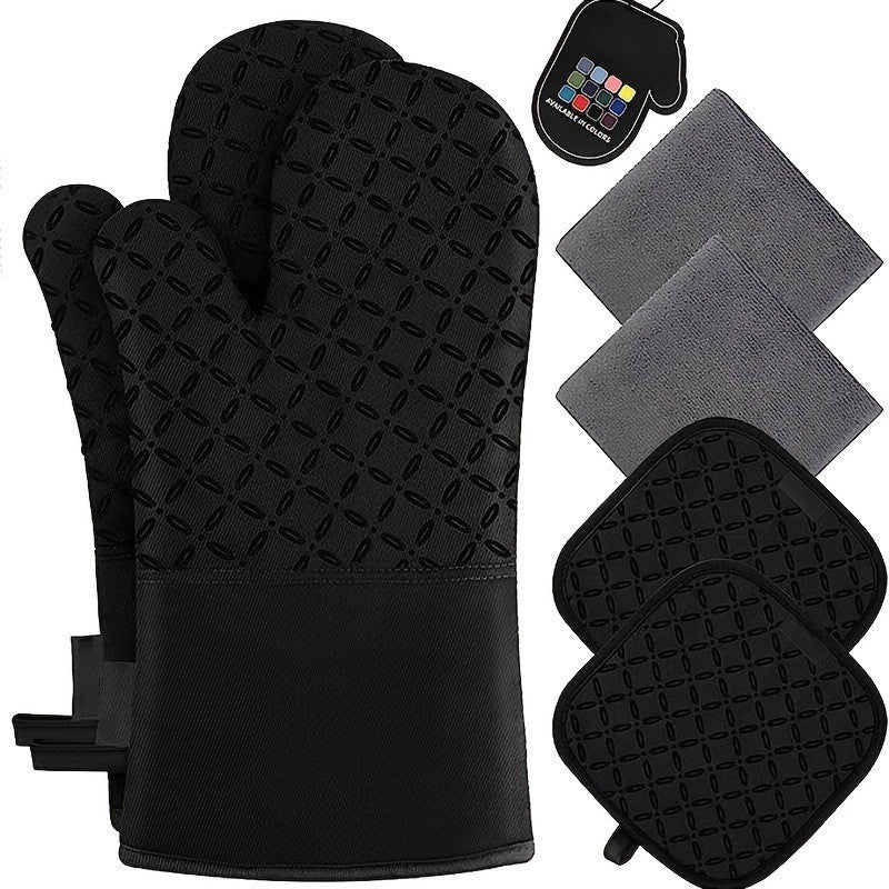 Non-slip Silicone Heat Resistant Oven Glove Set
