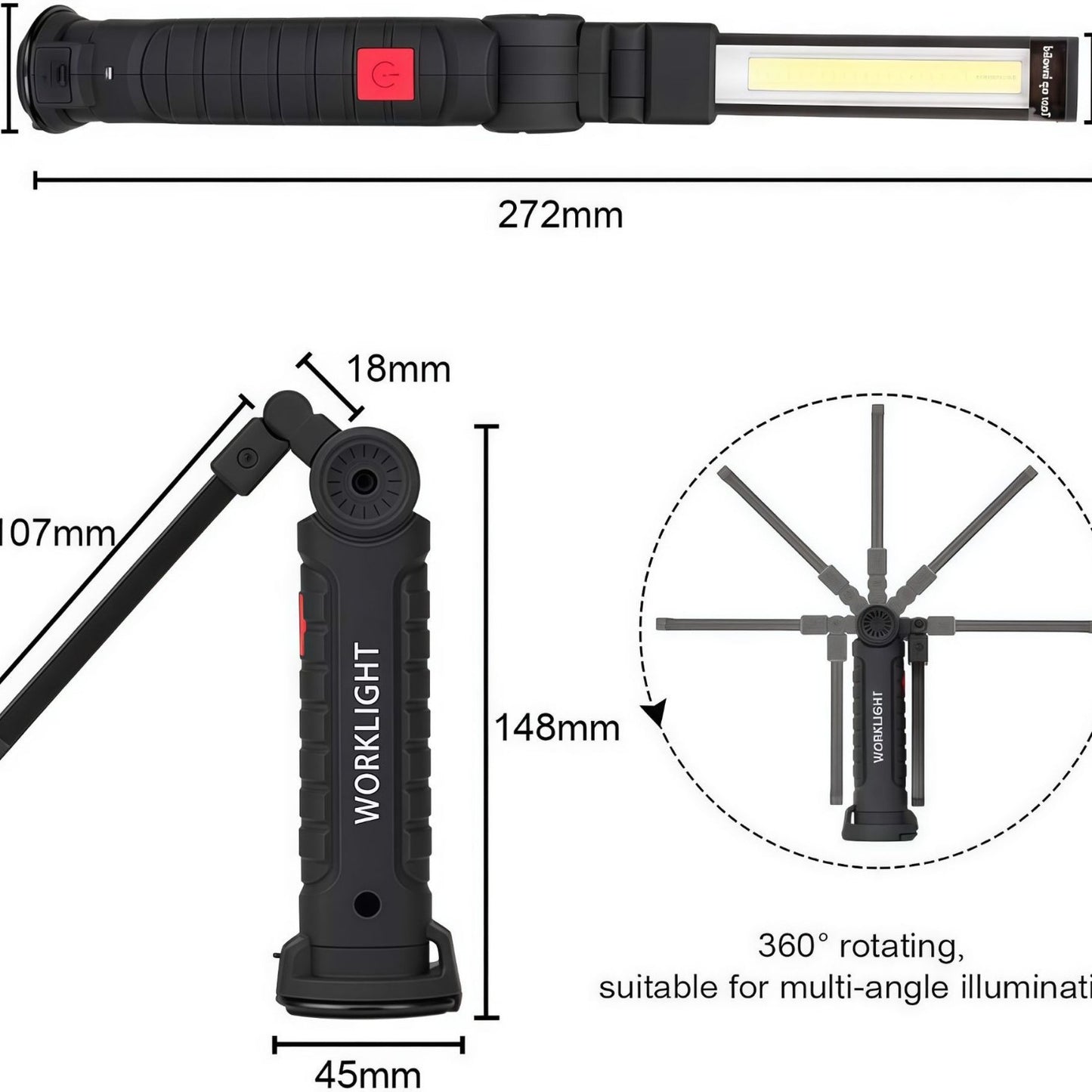 High-Brightness Strong Magnetic Hanging COB Work Light