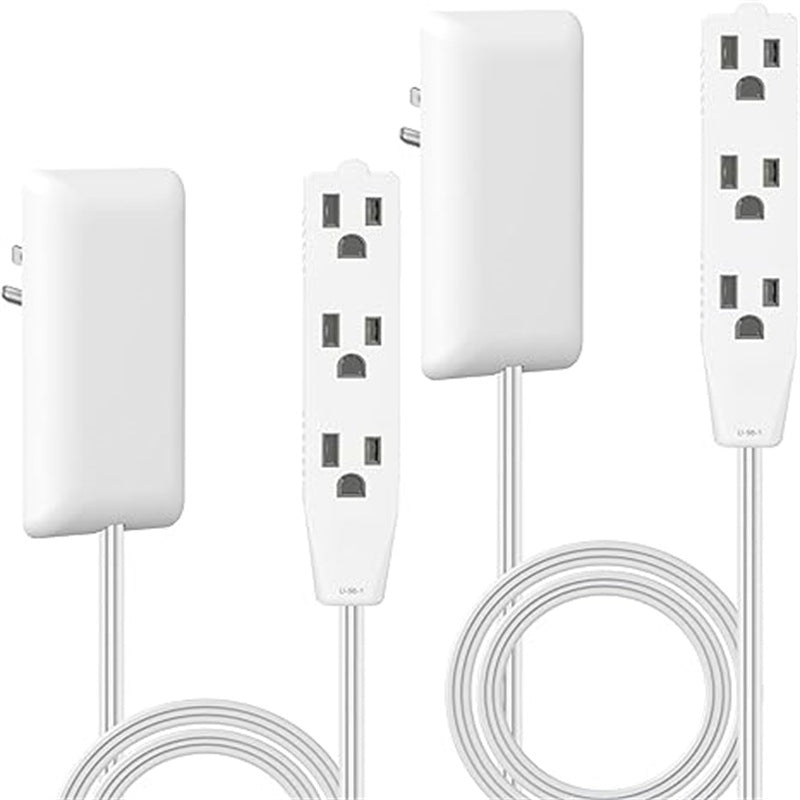 Ultra-Thin Flat Outlet Concealer Kit, Multi-Outlet Power Strip with Extension Cord