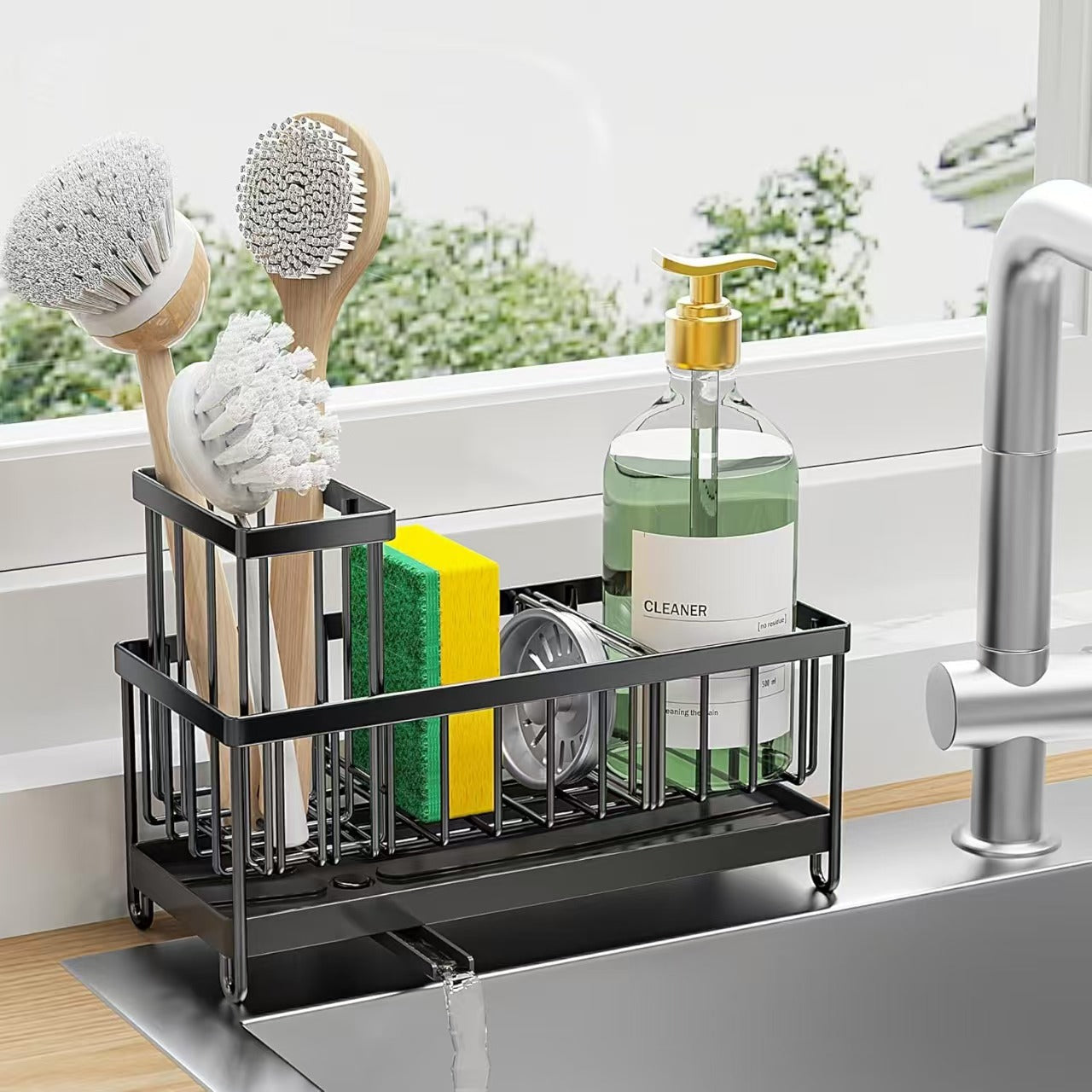 Adjustable Kitchen Sink Caddy with Drip Tray