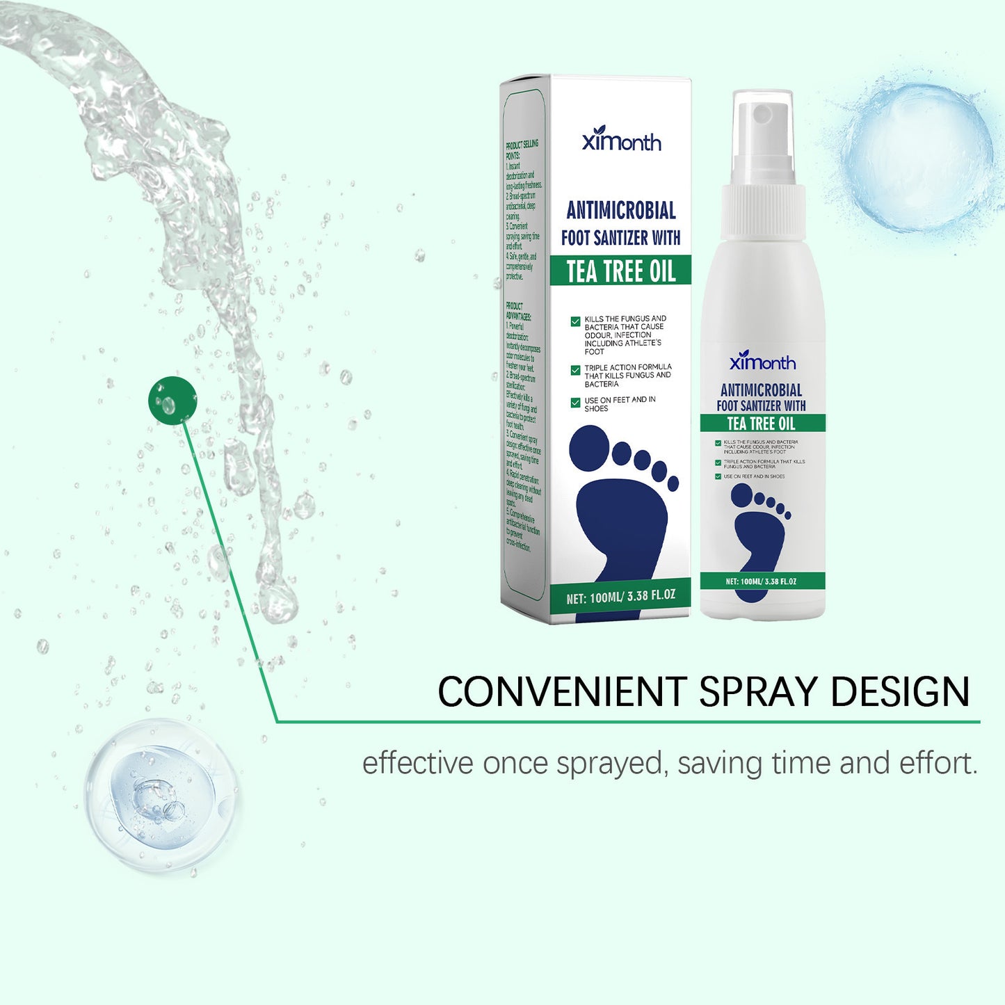 2Pcs Foot Care Spray Set, Hydrating & Deodorizing Heel Moisturizer Spray