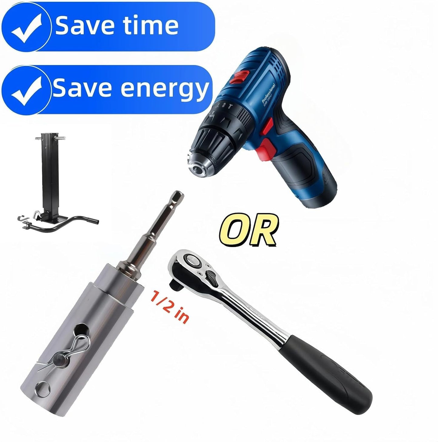 Trailer Jack Electric Drill Adapter Set