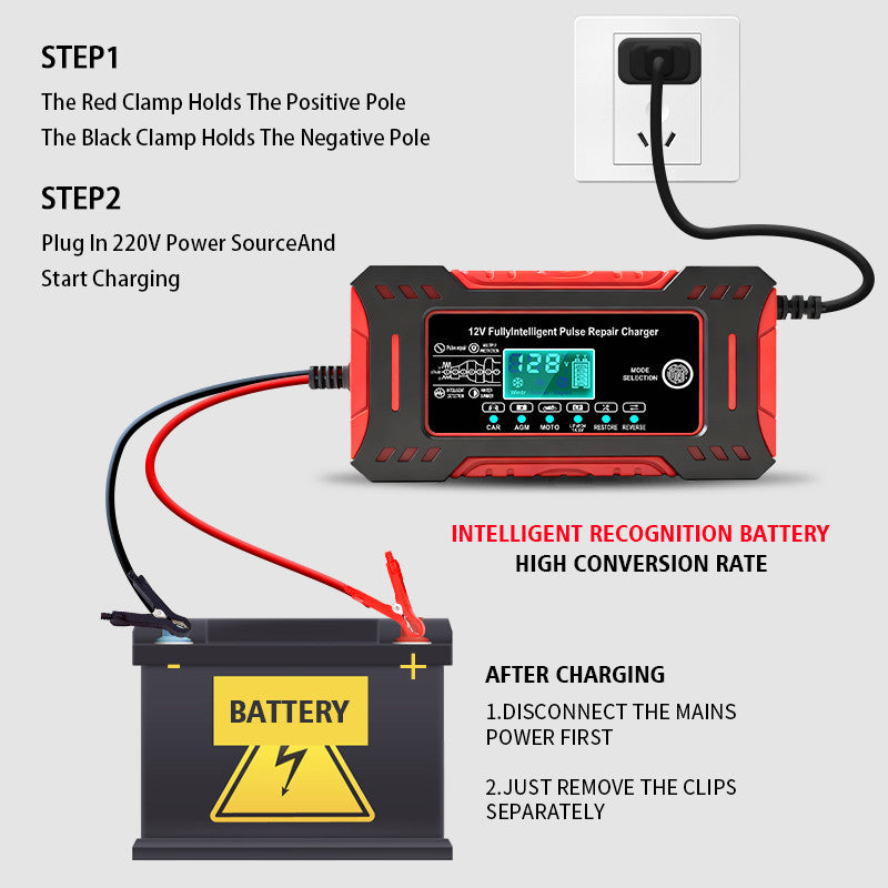 12V 6A Intelligent Pulse Repair Charger