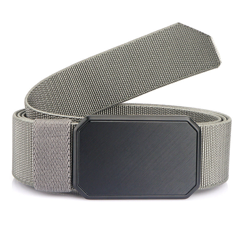 Men's Elastic Nylon Belt Metal Buckle Closes When Close Outdoor Leisure Belt