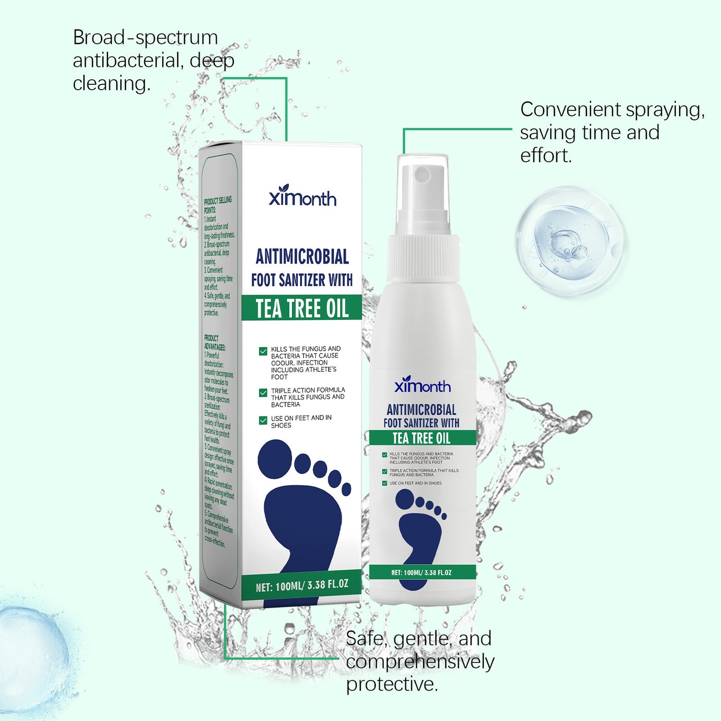2Pcs Foot Care Spray Set, Hydrating & Deodorizing Heel Moisturizer Spray