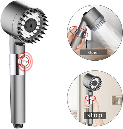 Shower Head with Handheld. Shower Heads High Pressure.3 Modes Filtered Showerhead Water Saving with 59″Replacement Hose/Bracket/Cotton Filters