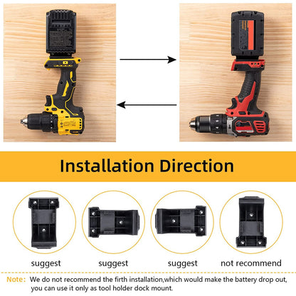 5-Pack 2-in-1 Power Tool & Battery Holder Mounts for Dewalt/Milwaukee 18V Li-ion Batteries & Cordless Tools