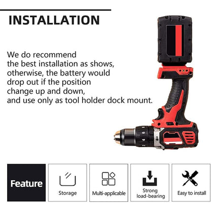 5-Pack 2-in-1 Power Tool & Battery Holder Mounts for Dewalt/Milwaukee 18V Li-ion Batteries & Cordless Tools