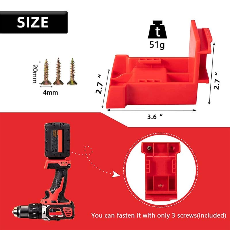 5-Pack 2-in-1 Power Tool & Battery Holder Mounts for Dewalt/Milwaukee 18V Li-ion Batteries & Cordless Tools