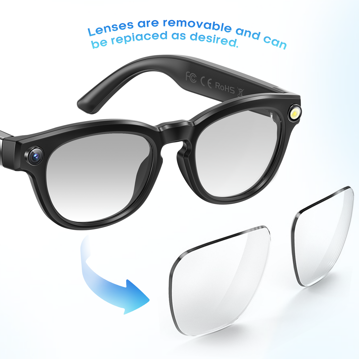 4K HD Camera Smart Glasses. Real-time translation