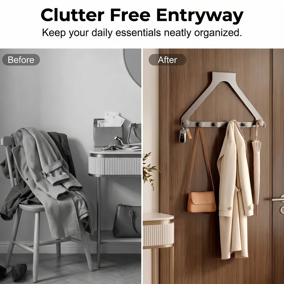 Triangular Over-Door Hanging Racks for Coats and Towels, 2-Pack
