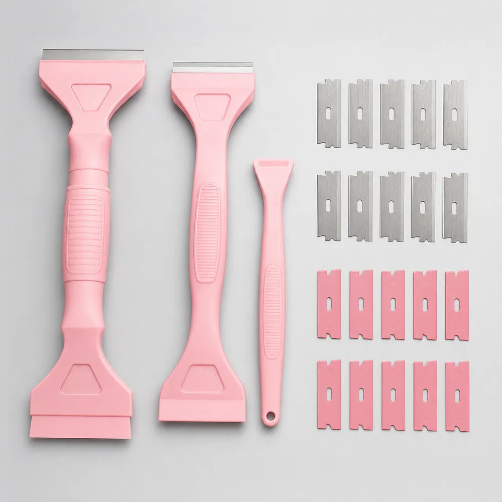 Pink Multi-Surface Scraper Tool Kit with 20 Blades - lifestyle detail