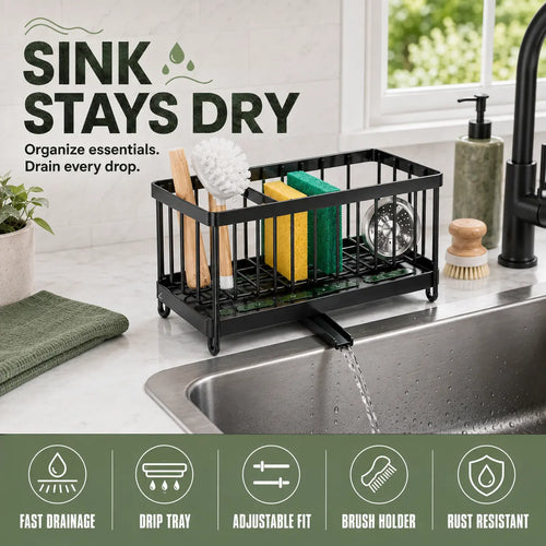 Adjustable Kitchen Sink Caddy with Drip Tray