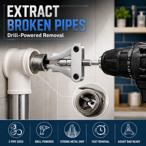 Drill-Powered Broken Pipe Thread Extractor