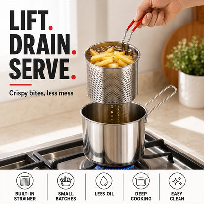 5-Piece Stainless Steel Mini Deep Fryer Set