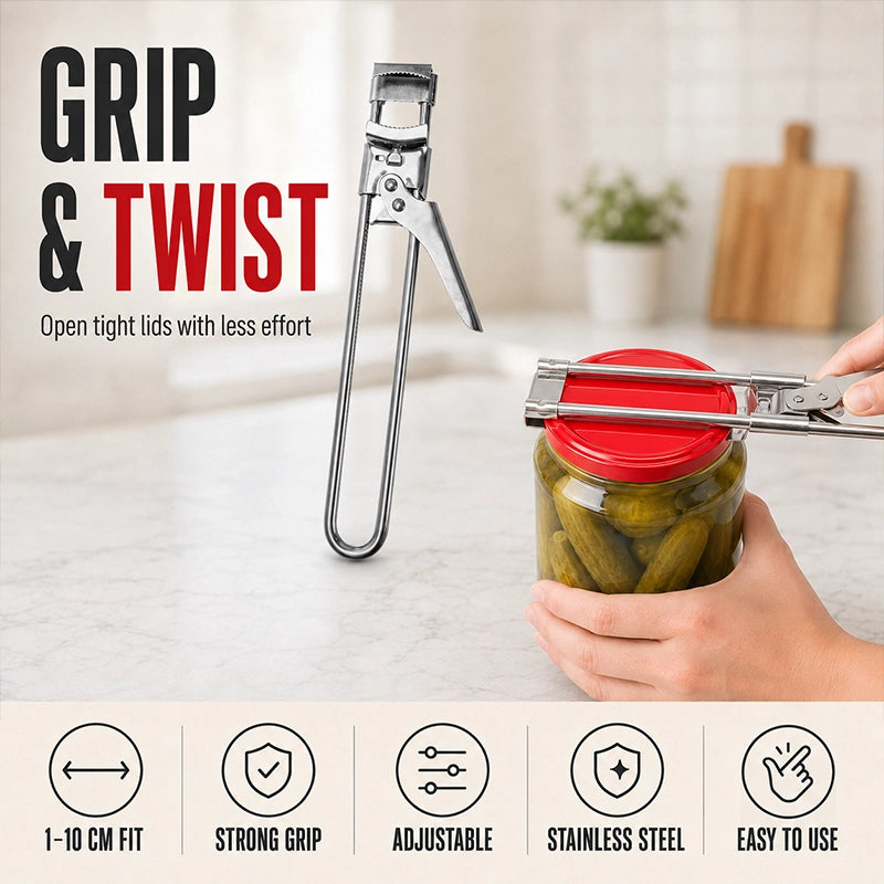 Adjustable Stainless Steel Jar and Bottle Opener