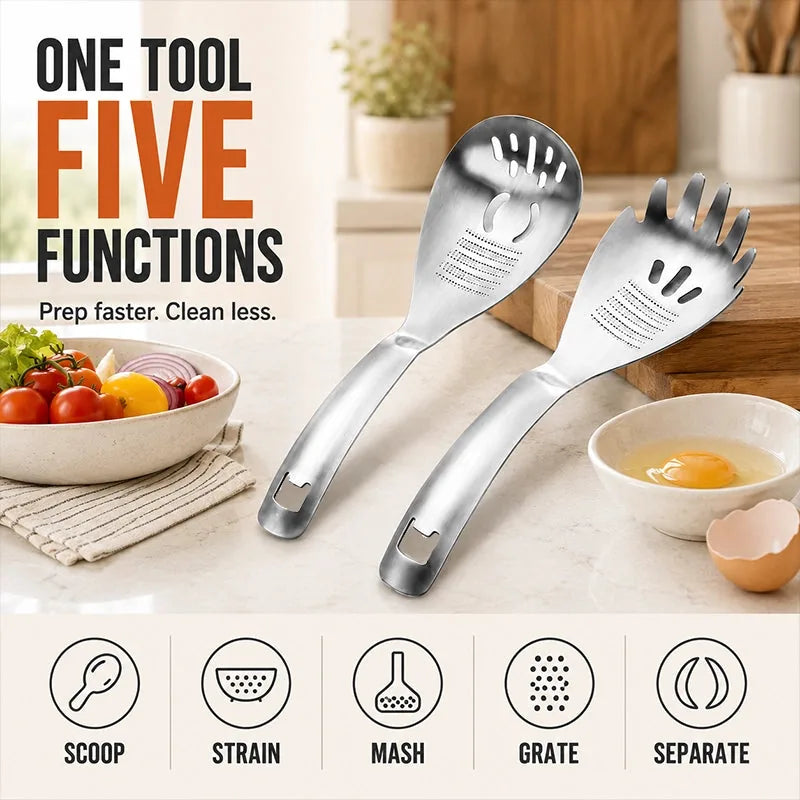 2-Piece Stainless Steel Straining and Mashing Spoon Set