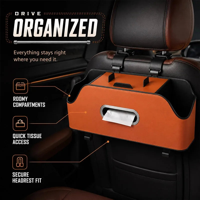 Car Headrest-Mounted Multifunction Storage Tray
