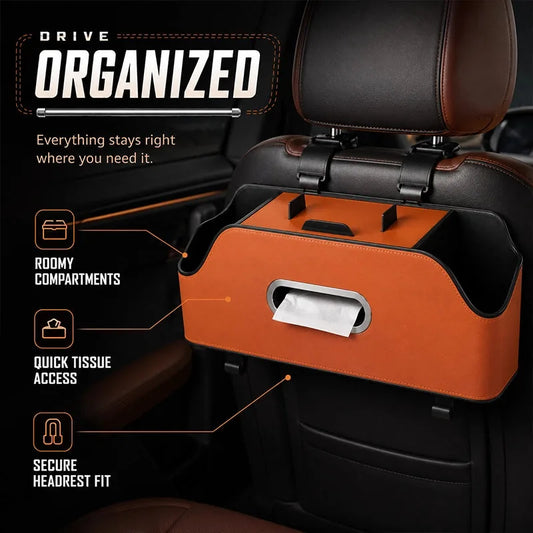 Car Headrest-Mounted Multifunction Storage Tray