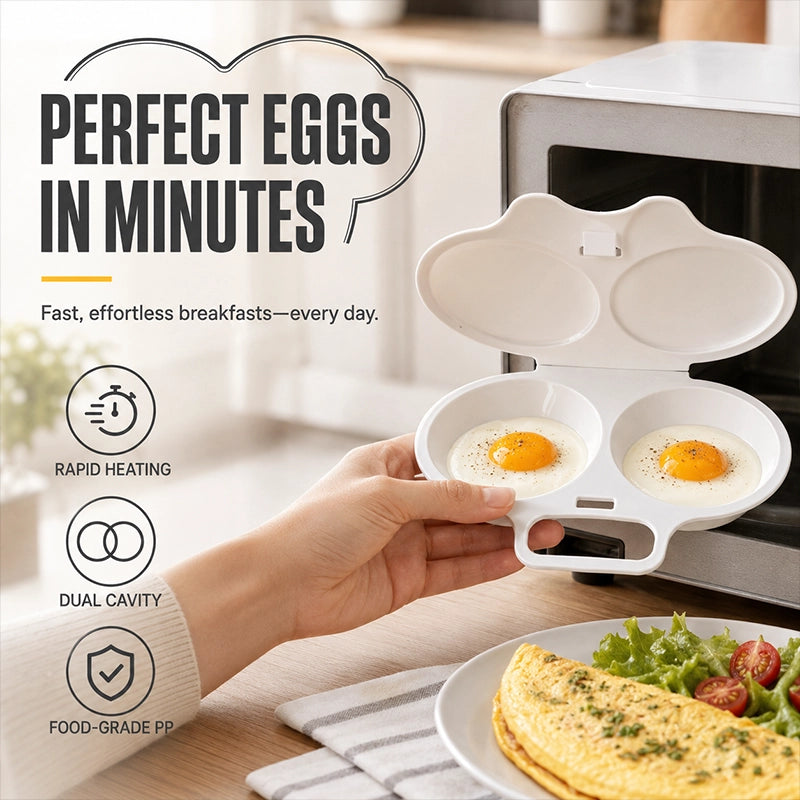 2-Piece Microwave Egg Poacher with Lid and Handle