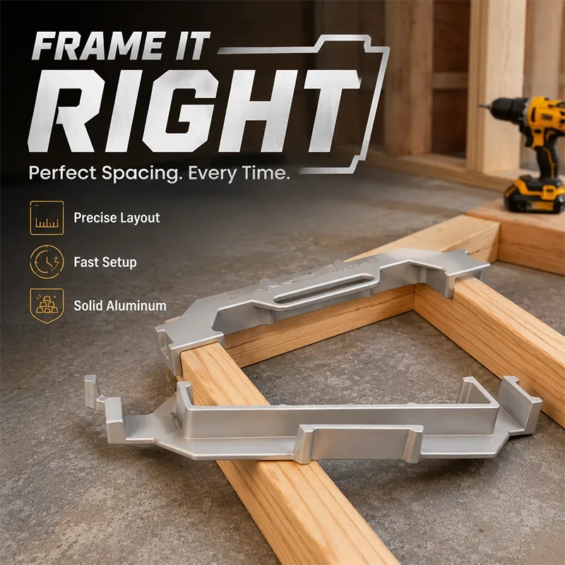 2-in-1 (12‘’ + 16‘’) On-Center Stud Framing Layout Tool