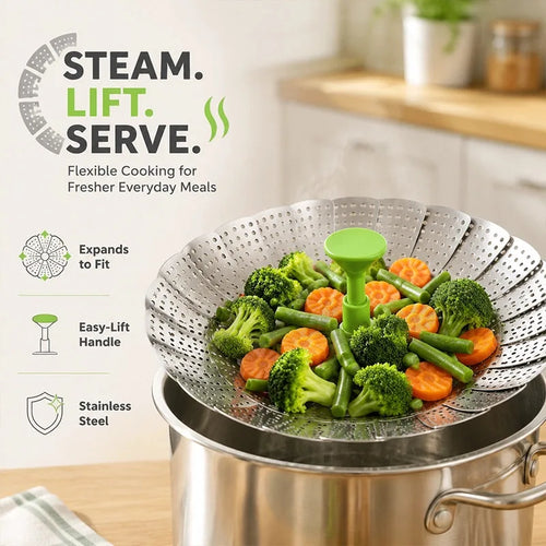 11-Inch Expandable Stainless Steel Steamer Basket