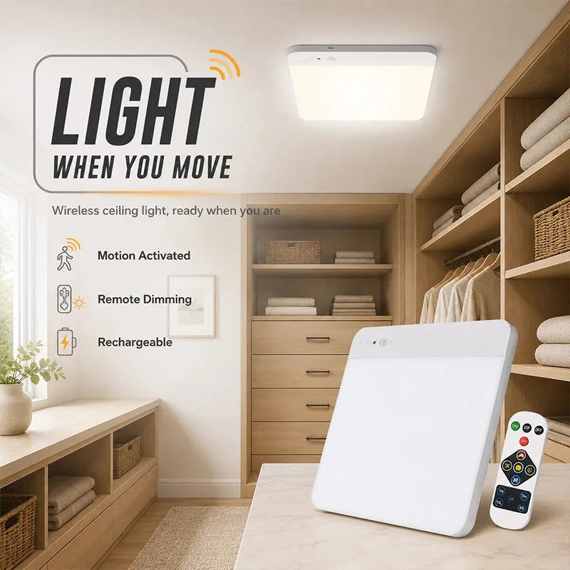 Rechargeable Motion Sensor Ceiling Light with Remote
