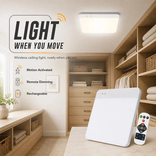 Rechargeable Motion Sensor Ceiling Light with Remote