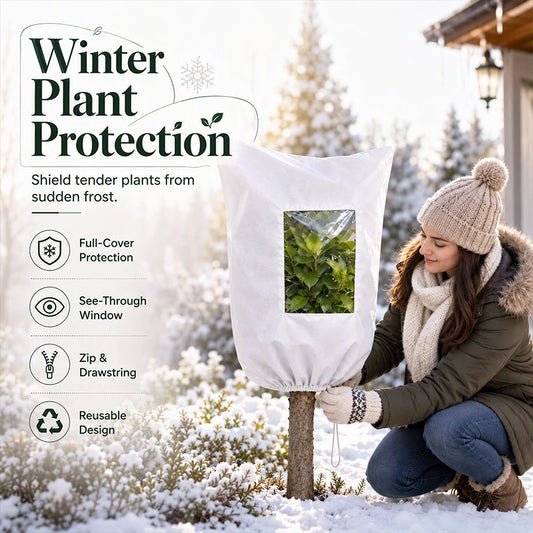 Windowed Drawstring Plant Frost Covers – 2 Pack
